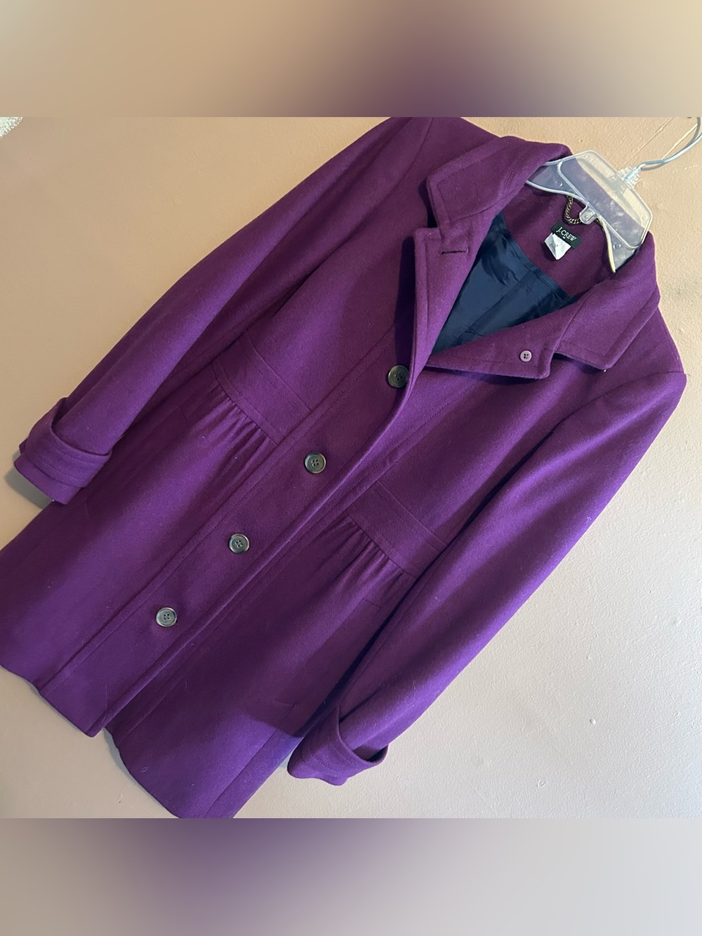 Vintage J. Crew Wool Blend Purple Long Skirted Peacoat Women’s Size 6